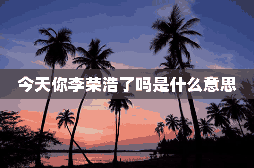 今天你李荣浩了吗是什么意思